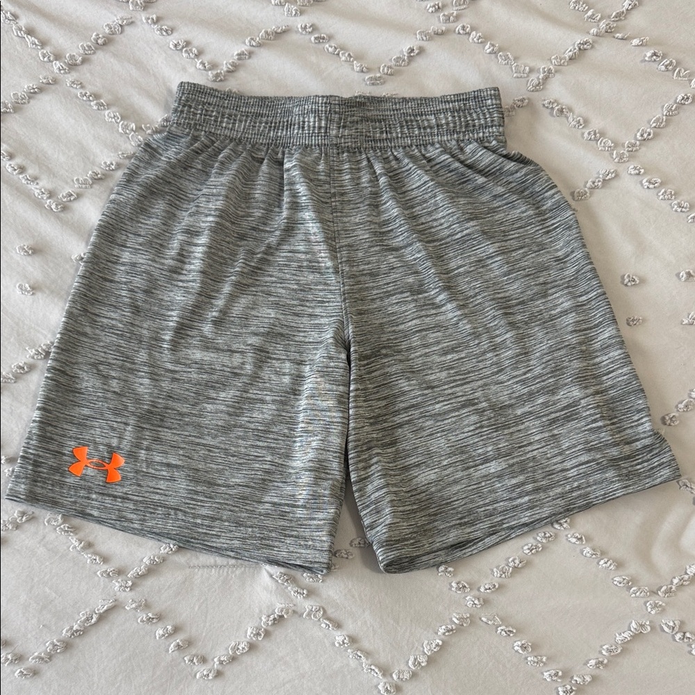 Under Armour Heather Gray Shorts with Orange Logo